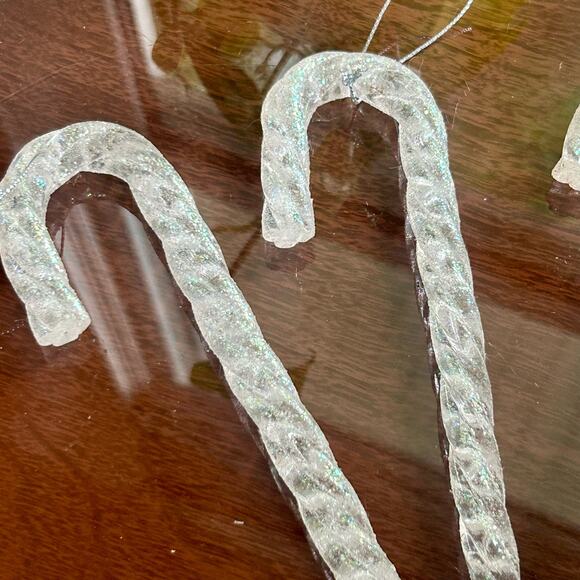 Vintage Lucite Glittered Swirled Candy Christmas Ornaments Set of 4 - Picture 9 of 9